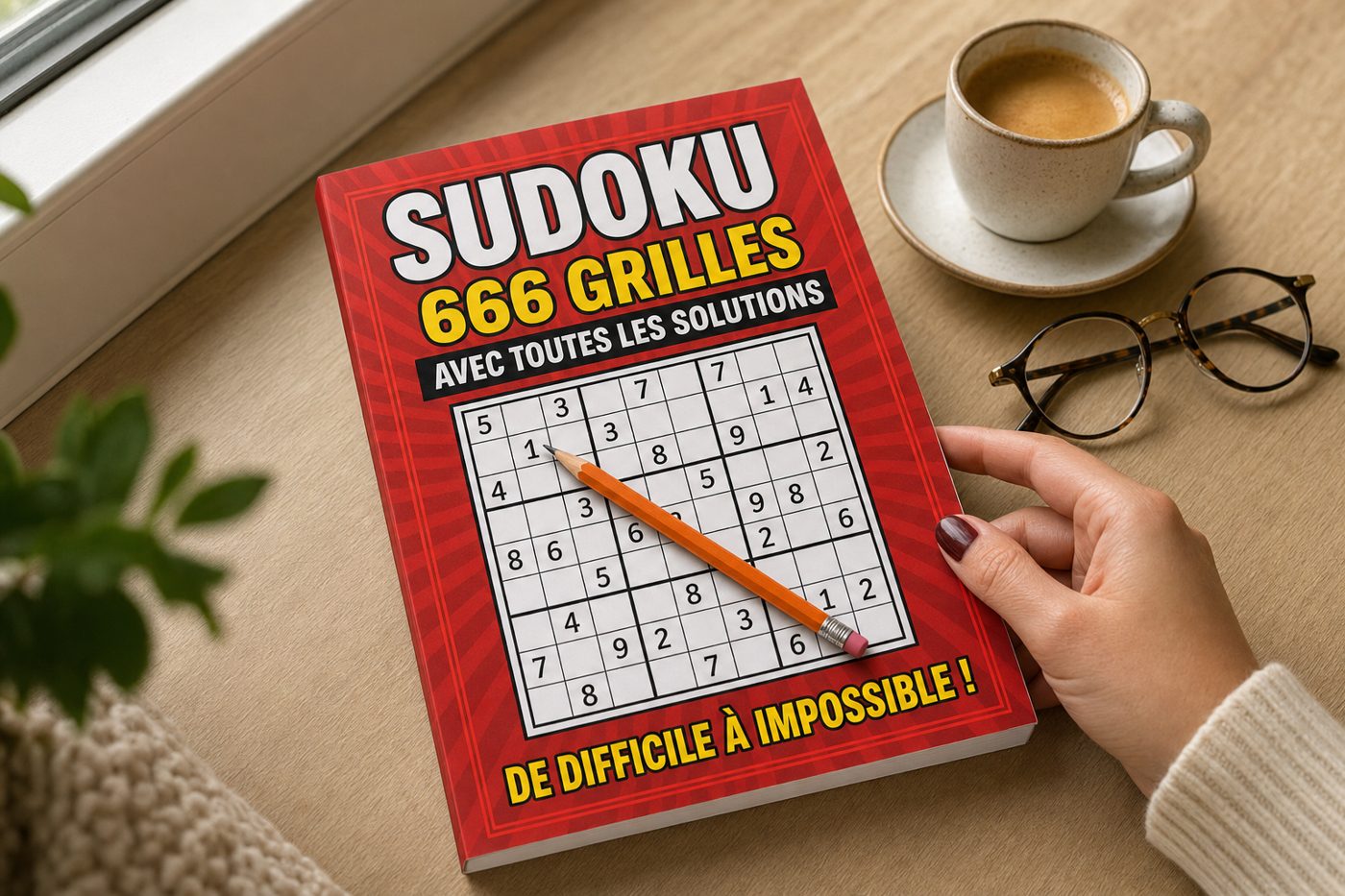 Le livre Sudoku 666 grilles posé sur un bureau
